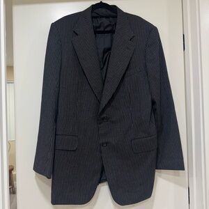 Gucci Tom Ford-era Pinstripe 100% Wool Blazer Suit Jacket Black Size 54L US 44